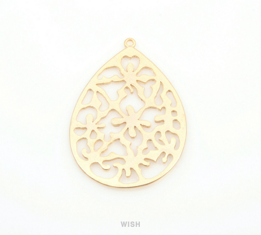 Geometric Teardrop Pendants in Matte Gold, Teardrop Charms / MMG-119-P