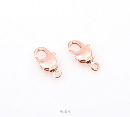 Rose Gold Plated Lobster Clasps with 10 Clasp Bars, Lobster Claw Clasps / FRG-023-C (10 pcs)