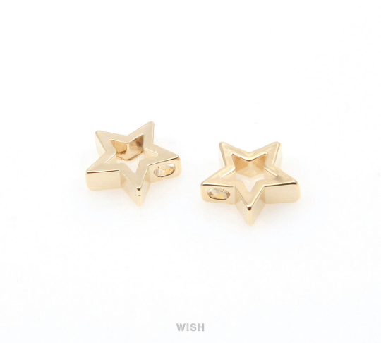 Open Star Pendant in Gold, Star Outline Charm / MG-290-P