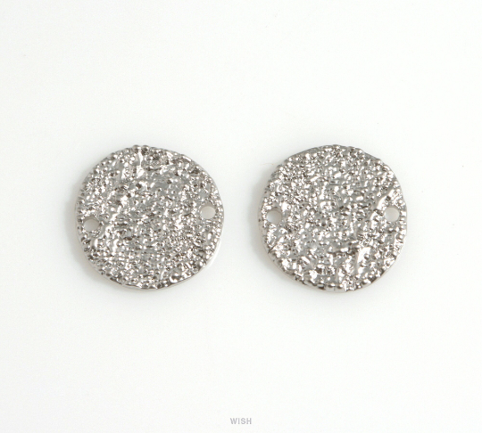 Rough Disc Pendant in Matte Rhodium, Rough Surface Coin / MMRH-615-P