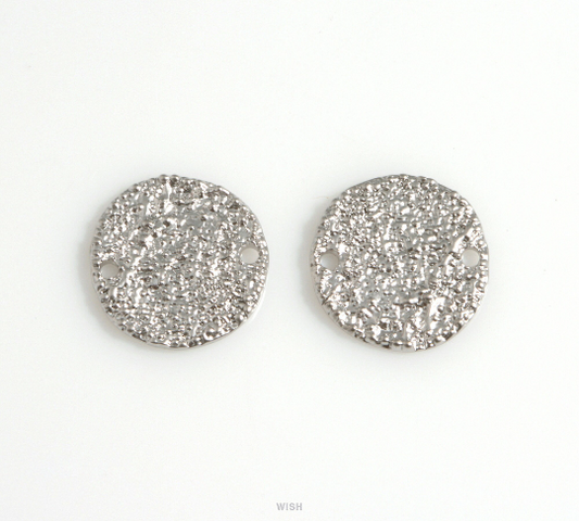 Rough Disc Pendant in Matte Rhodium, Rough Surface Coin / MMRH-615-P