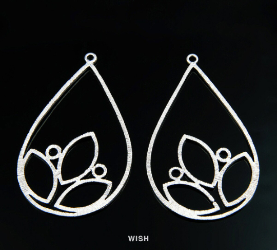 Marquise in Teardrop Pendants in Matte Rhodium, Marquise Charms /MMRH-123-P