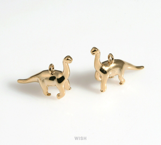 Dinosaur Pendants in Shiny Gold, Brachiosaurus Charm /MG-563-P2