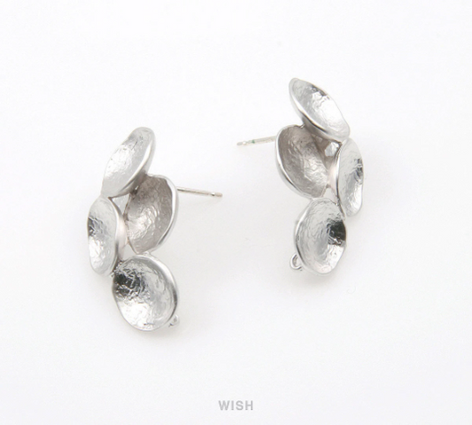 Concave Stud Earrings in Matte Rhodium, Concave Earrings / MMRH-244-E