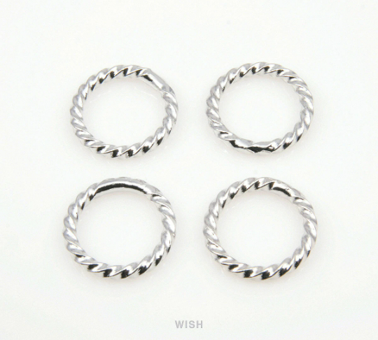 Twisted Ring Pendants in Rhodium, Twisted Ring Charms  / MRH-160-P