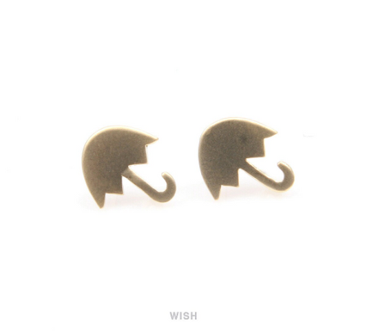 Umbrella Stud Earrings in Matte Gold, Umbrella studs / MMG-255-E