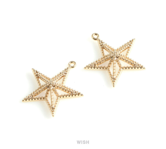 Star Pendants in Gold, Solid Star Charm / MG-450-P
