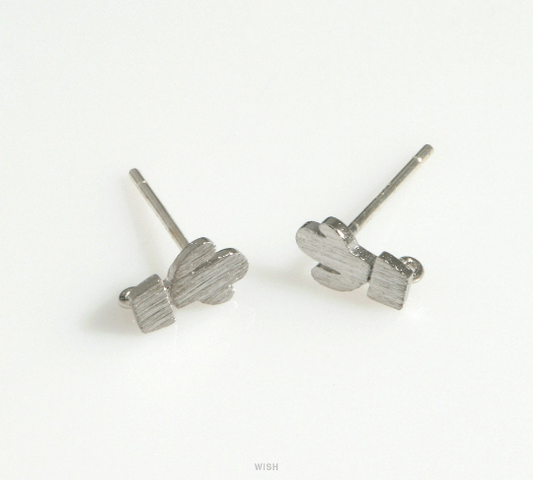Cactus Stud Earrings in Matte Rhodium, Cactus Earrings /MMRH-621-E