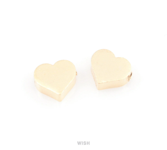 8pcs Small Heart Pendants in Matte Gold, Heart Beads / MMG-039-B