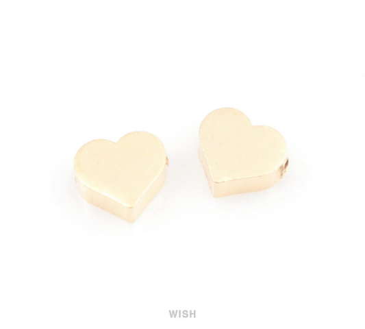 8pcs Small Heart Pendants in Matte Gold, Heart Beads / MMG-039-B