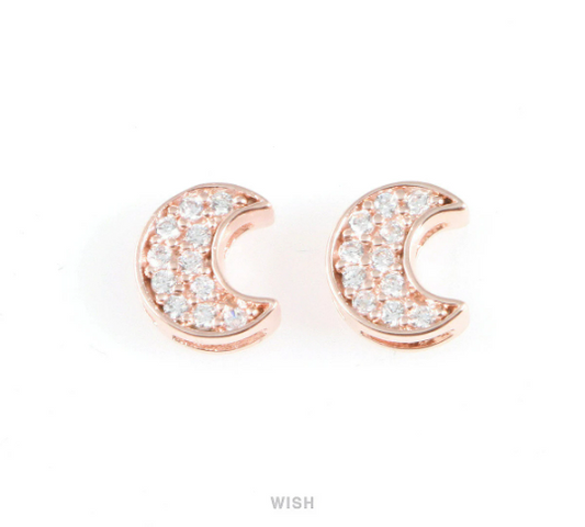 11 Round Cubic Zirconia Crescent in Rose Gold, CZ Rose Gold Crescent /CRG-014-P