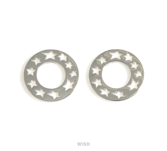 Milky Way Circle Pendants in Rhodium, Ten Stars in Circle Charms / MRH-698-P