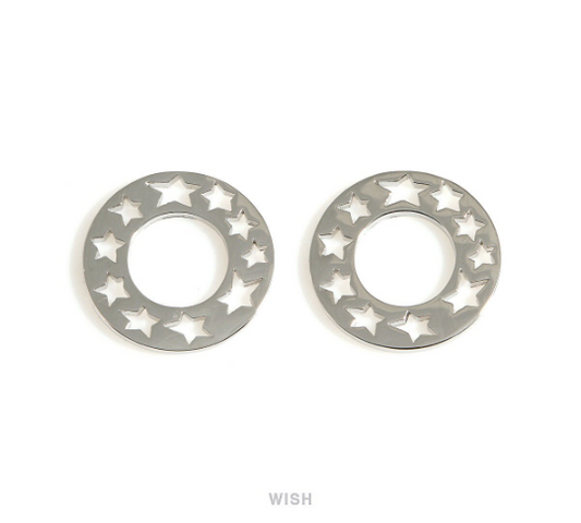 Milky Way Circle Pendants in Rhodium, Ten Stars in Circle Charms / MRH-698-P