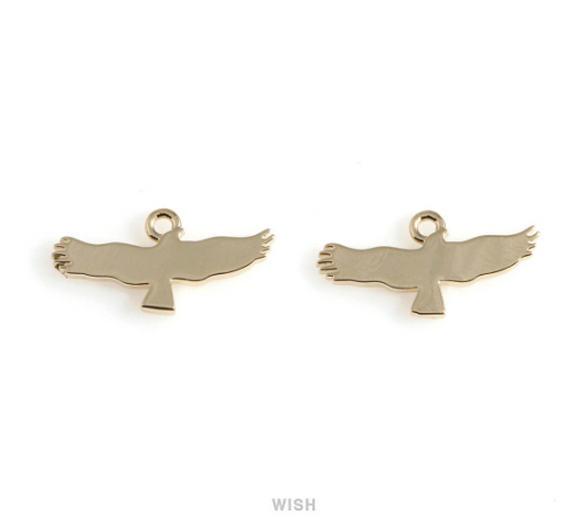 Eagle Pendant in Gold, Gold Soaring Bald Eagle Charm / MG-542-P