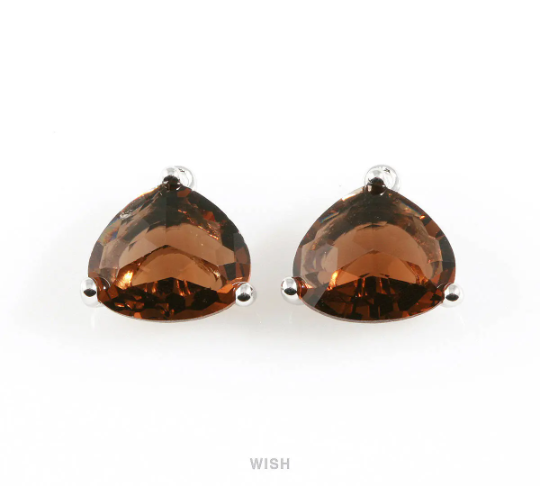 Smoky Quartz Pear Shape Glass Charm in Rhodium, Framed Pendant / GSQRH-042-P