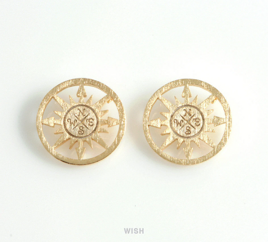 Compass Disc Pendants in Matte Gold, Compass Charm / MMG-431-P