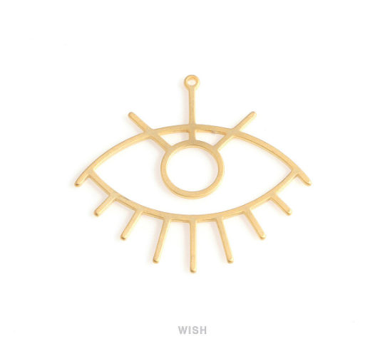Evil Eye Pendant in Matte Gold, Evil Eye Charm / MMG-555-P