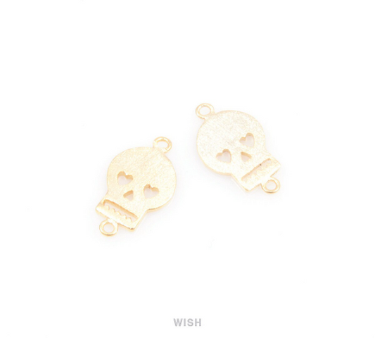 Flat Skull Connectors in Matte Gold, Skull Charms / MMG-055-C