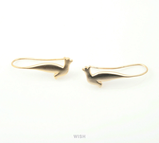 Dove Hook Earrings in Matte Gold, Dove Ear Hook / MMG-174-E