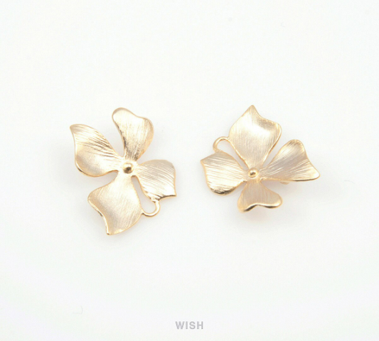 Orchid Flower Connectors in Matte Gold, Floral Charms / MMG-158-C