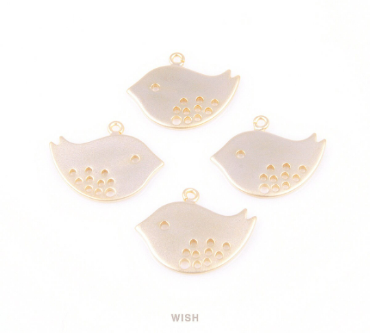 Sparrow Pendants in Matte Gold, Bird Charms/ MMG-031-P