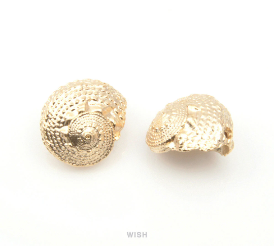 Seashell Pendant in Matte Gold, Seashell Necklace Charm / MMG-216-P