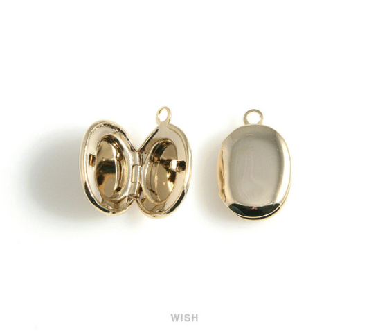 Elegant Oval Gold Locket, Oval Locket Charm /MG-475-P