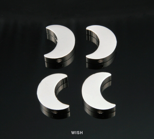 Crescent Beads Pendants in Matte Rhodium, Crescent Moon Beads / MMRH-101-B