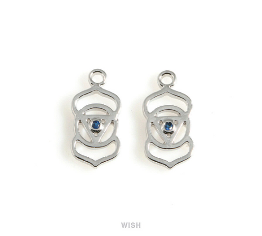 Third Eye Chakra with CZ Pendants in Rhodium, The 6th Chakra Charm / MRH-498-P