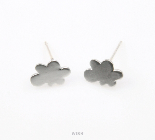Cloud Stud Earrings in Matte Rhodium, Cloud Ear Post / MMRH-242-E