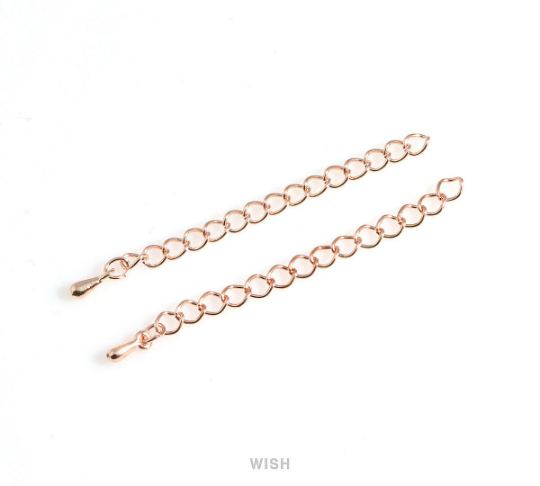 Extender Chains for Necklace or Bracelet in Rose Gold, Removable Extender / FRG-028-C (10 pcs)