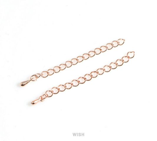 Extender Chains for Necklace or Bracelet in Rose Gold, Removable Extender / FRG-028-C (10 pcs)