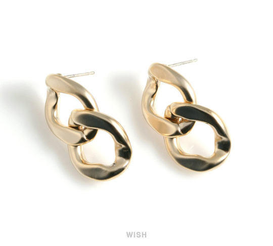 Chain Stud Earrings in Matte Gold, Chain Studs / MMG-479-E (Large)