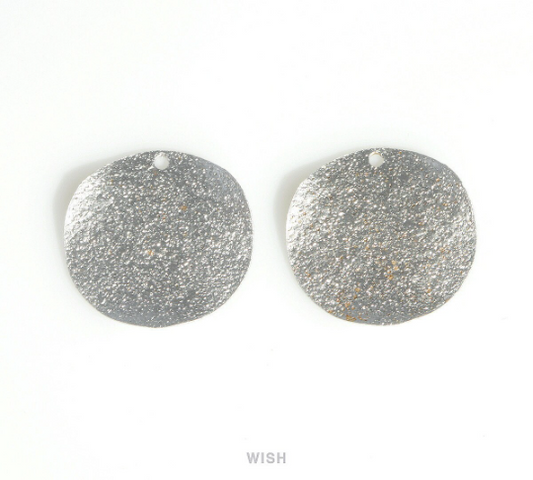 Hammered Disc Pendants in Matte Rhodium, Hammered Disc Charm /  MMRH-421-P (4pcs)