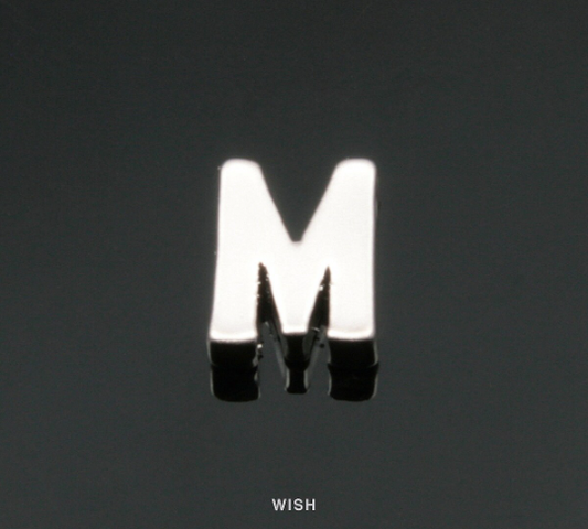 Upper Case Letter "M" in Matte Rhodium, Capital Letter "M" / MMRH-001-B (M)