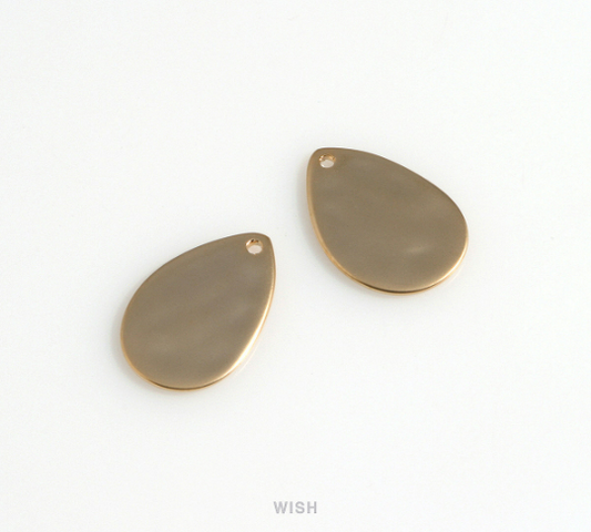 Small Hammered Drop Charm in Matte Gold, Hammered Teardrop Pendants /MMG-631-P