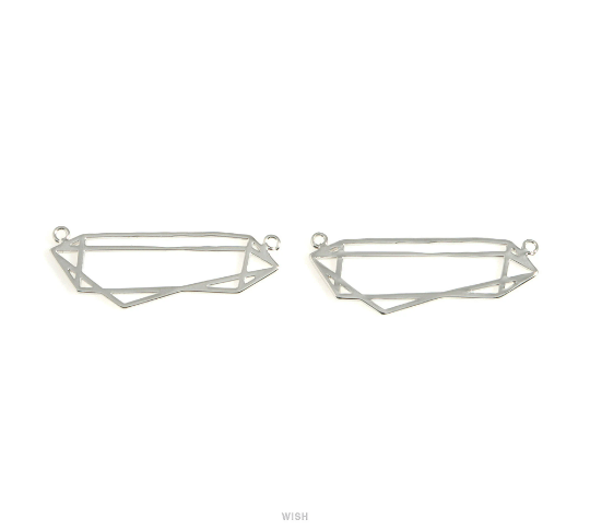Geometric Charm in Rhodium, Open Geometric Necklace Pendants /MRH-628-P