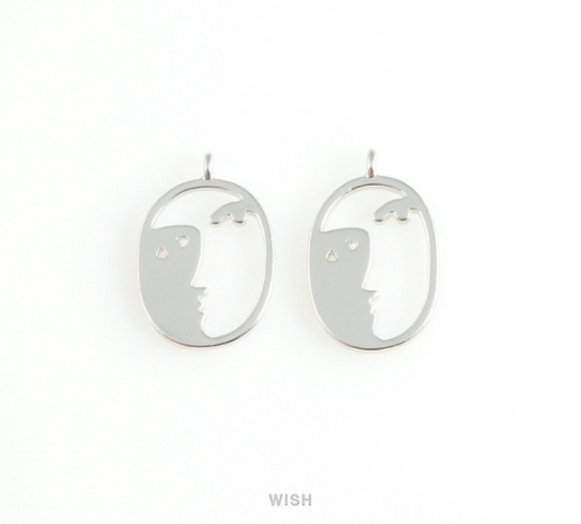 Crescent Pendant in Matte Rhodium, Crescent Charm / MMRH-405-P