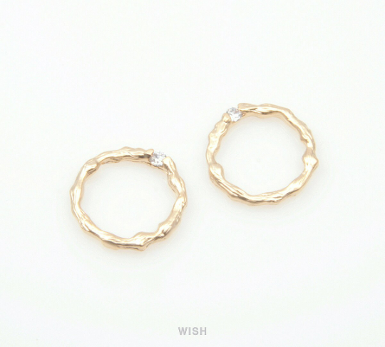Cubic Ring Pendants in Matte Gold, Cubic Circle Charms /CG-036-P