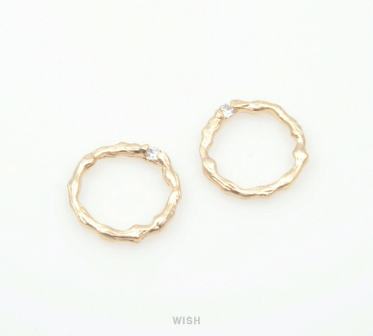 Cubic Ring Pendants in Matte Gold, Cubic Circle Charms /CG-036-P