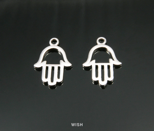 Hamsa Pendants in Rhodium, Hands Charms / MRH-012-P