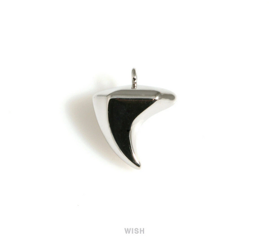 Tooth Shape Pendants in Rhodium, Tooth Shape Charms / MRH-693-P