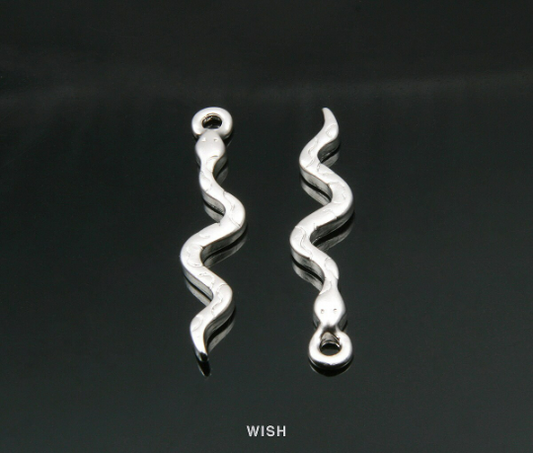 Viper Pendants in Matte Rhodium, Snake Charms /MMRH-010-P