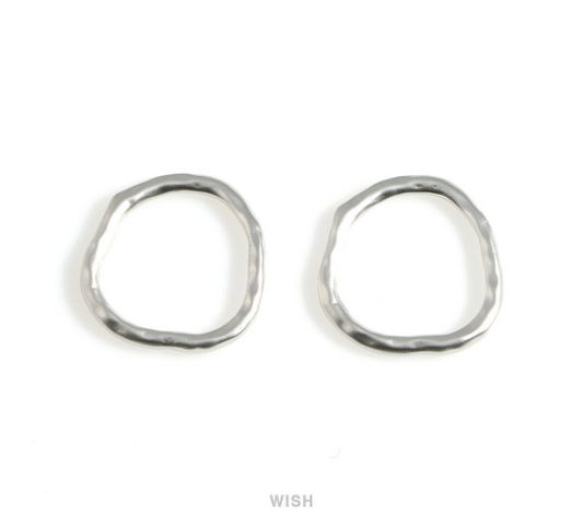 Hammered Circle Pendants in Matte Rhodium, Hammered Circle Charm / MMRH-572-P