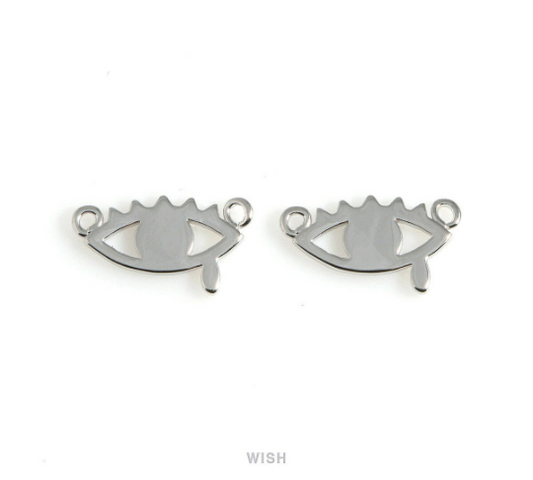 Tear Evil Eye Pendant in Rhodium, Gold Evil Eye Charm /MRH-538-P