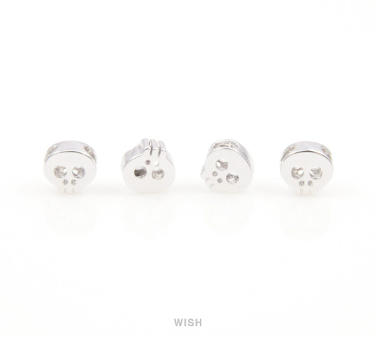 Small Skull in Rhodium, Skull Beads / MRH-038-B
