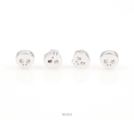 Small Skull in Rhodium, Skull Beads / MRH-038-B