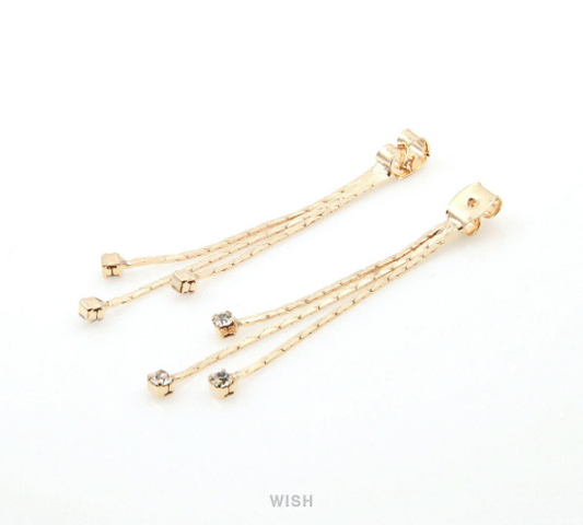 Cubic Zirconia Ear Nuts in Gold, 3 Cubic Zirconia Ear Clutch / CG-062-E