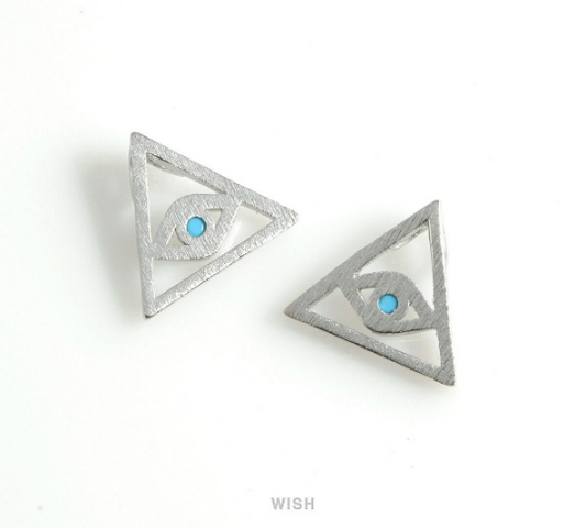 All Seeing Eye Pyramid Pendant in Matt Rhodium, Eye of Providence / MMRH-462-P
