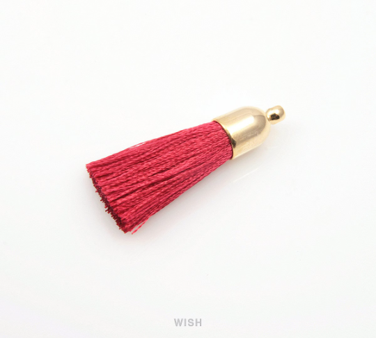 Red Thread Tassel with Bell Cap in Gold / TRDG-001-T (Small)